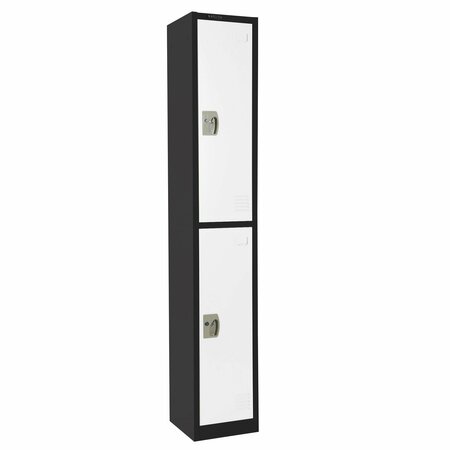 Adiroffice Large 2 Door Locker, Black Body With White Doors ADI629-202-B-W